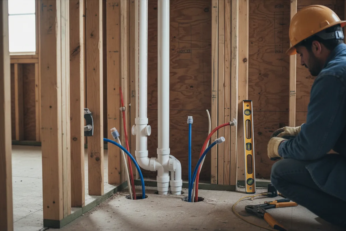 Drain and supply rough-in during Garbage Disposal Repair in Mount Calvary